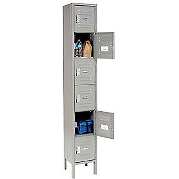 Global Industrial 6-Tier 6 Door Box Locker, 12W x 18D x 12H, Gray, Assembled 269696GY